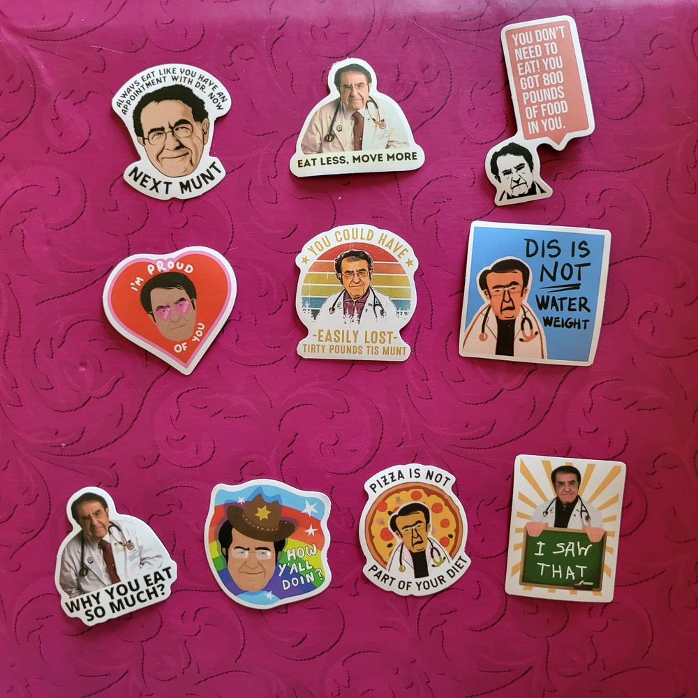 Humorous Dr. Now, Dr. Nowzardan Set Of 10 Funny Weight Loss Stickers